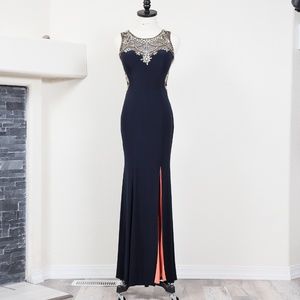 Betsy Adams Prom dress size 2 Navy with orange liner